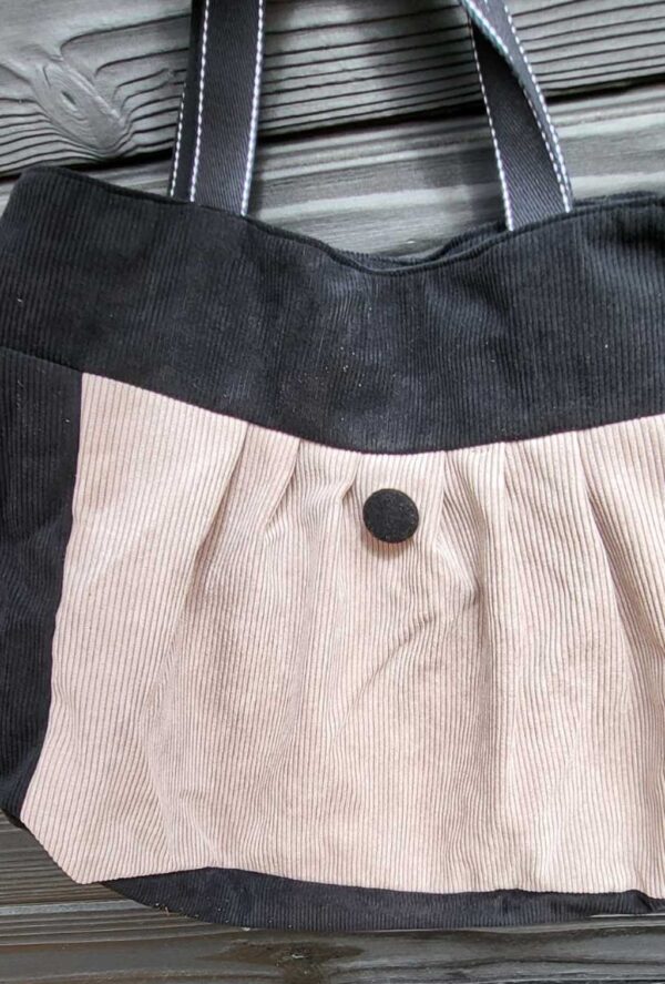 Sac en velours noir et beige